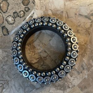 Silver Studs on Black Bracelet